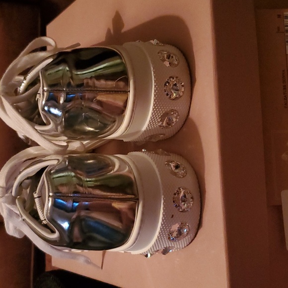 Miu Miu Calzatore Donna Argento Sneakers - Picture 8 of 9